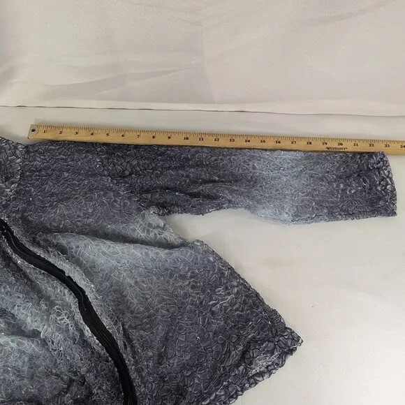Damee Inc Jacket M Medium Women's Mesh Sequin Blue Gray Collar Sheer 3/4 Sleeve - Picture 10 of 10